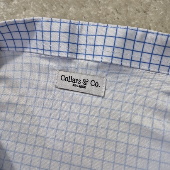 Collars and Co Dress Collar Polo Shirt Mens 4XL White Blue Performance Golf New - Picture 4 of 9